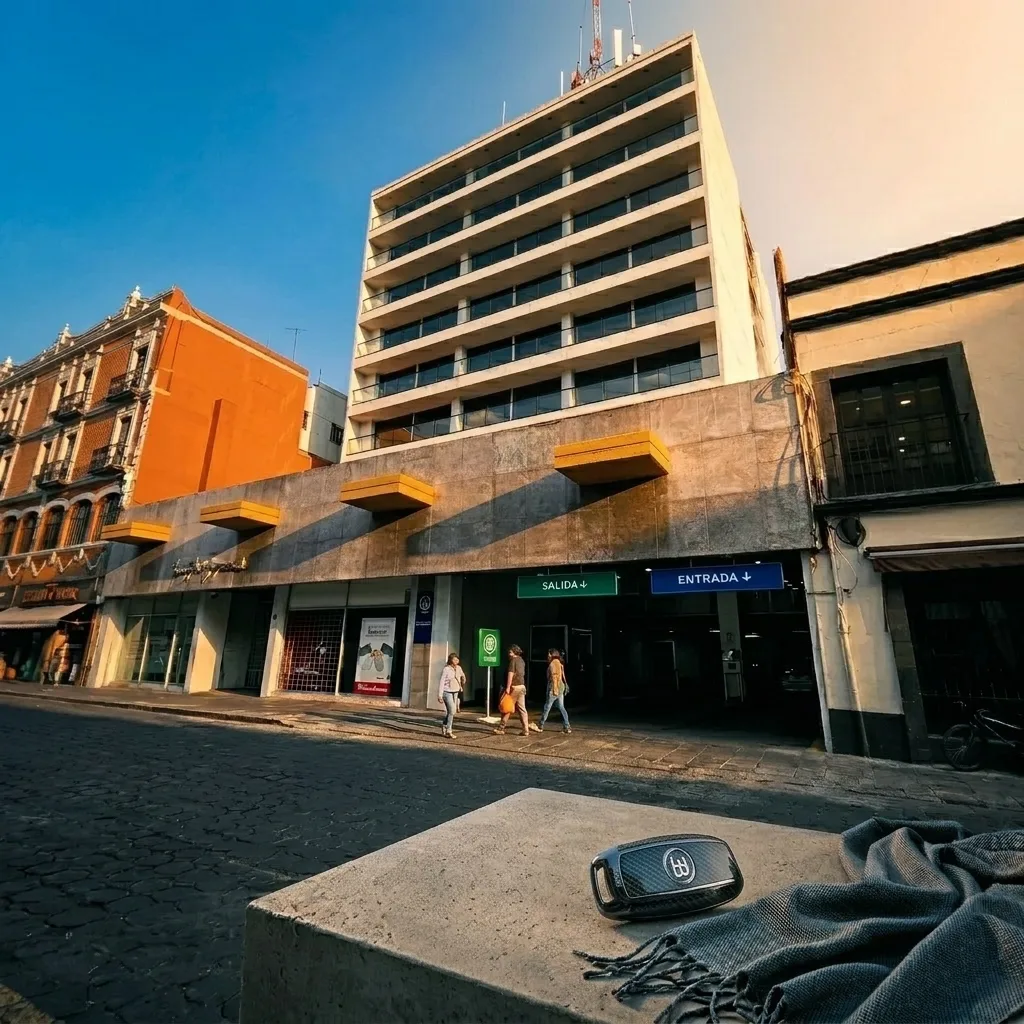 Fachada del Estacionamiento De La Dos en el Centro Histórico de Puebla